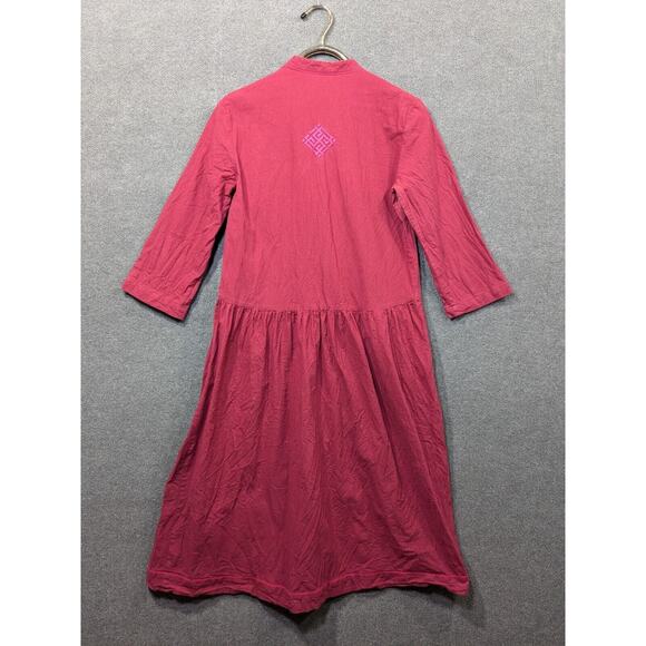 Svarga Ukraine Dress Womens 42 Embroidered Floral Cotton Traditional Red - Picture 10 of 16